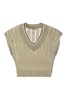 Brunello Cucinelli Dazzling Ribbed Net Knitted T-Shirt In Linen