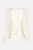 Cream Tricotin Wool and Cupro Jacket with V-Neck