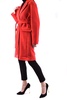 Red Belted Wool Blend Coat