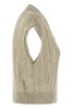 Brunello Cucinelli Dazzling Ribbed Net Knitted T-Shirt In Linen