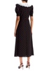 Polka-dot lace-trimmed silk midi dress