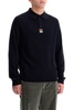 merino wool polo-style pullover sweater