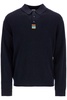merino wool polo-style pullover sweater