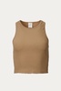 cropped ribbed stretch-cotton top in mocha