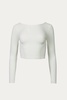 ribbed open-back stretch-modal top in off-white