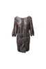 salina wrap-effect knitted dress in metallic silver polyester
