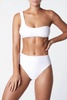 asymmetric one shoulder bikini top in white