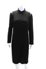 womens black front zip long sleeve high neck long sleeve shift dress
