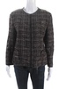 womens tweed full zipper jacket black red wool