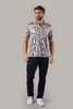 white with multi paisley polo shirt