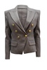 fitted double breasted blazer in grey wool