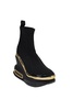 womens high wedge platform pull on ankle boots black gold