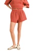 textured waffle woven short in brick