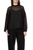 sheer volume metallic top in black