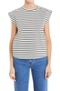 striped ribbed cotton sleeveless tee in white/black