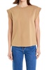 solid ribbed cotton sleeveless tee in taupe