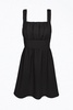 kina scrunchie strap crepe mini dress in black