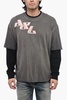 double layer t-wasy t-shirt with distressed effect