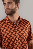 black with orange waves polo shirt