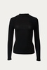 stretch cotton-jersey mock neck top in black