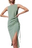 iris crewneck dress with ruched in sea spray
