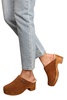 carlie split suede leather clogs in brown