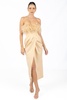 diane midi feather dress beige