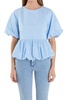 balloon sleeve poplin top in powder blue