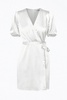 glice wrap-effect belted sateen mini dress in white