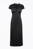 lace-trimmed satin midi dress in black