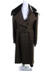 womens faux leather trimmed belted coat tumeric