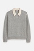 carl polo sweater in ivory/navy