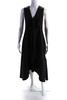womens sleeveless neck tie dress black