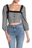 crop ruffled gingham top in multicolor