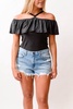 morgan ruffled halter in black