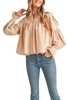 button down babydoll top in sand beige