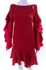 womens long sleeve ruffle dress fuchsia