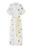 blue marlin embroidered dress in cream