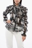 drawstriged waist x-ray chiffon shirt