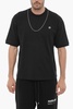 solid color crew-neck t-shirt with silver-tone chain