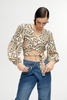 printed double-breasted crop top