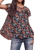pleated top in multi floral