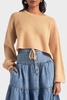 drawstring pullover sweater in beige
