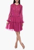 silk pleated dress with ton-sur-ton embroidery