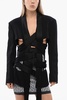 satin lapel deconstructed wrap blazer