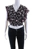 womens floral butterfly sleeve wrap crop top pink