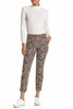 leopard print slim mid-rise stretch ankle crop pants in multicolor