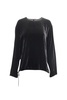 drawstring long sleeve blouse in black velvet