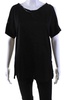 womens knotted crew neck beaded top tee shirt black