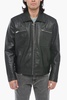 leather l-cale jacket with double chest pocket